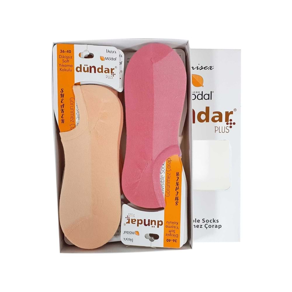 12 Adet Dündar Kadın Sneaker Çorap Modal Görünmez Çorap - Pastel Renk Karışık - 36-40