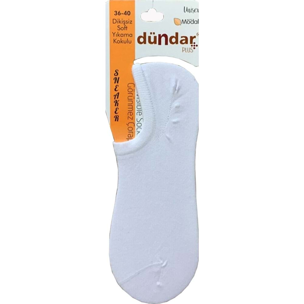 6 Adet Dündar Kadın Sneaker Çorap Modal Görünmez Çorap - Beyaz - 36-40