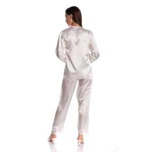 Espuar 1310 6 Parça Çeyiz Seti Saten Gecelik ve Sabahlık Takımı - Ekru - XL