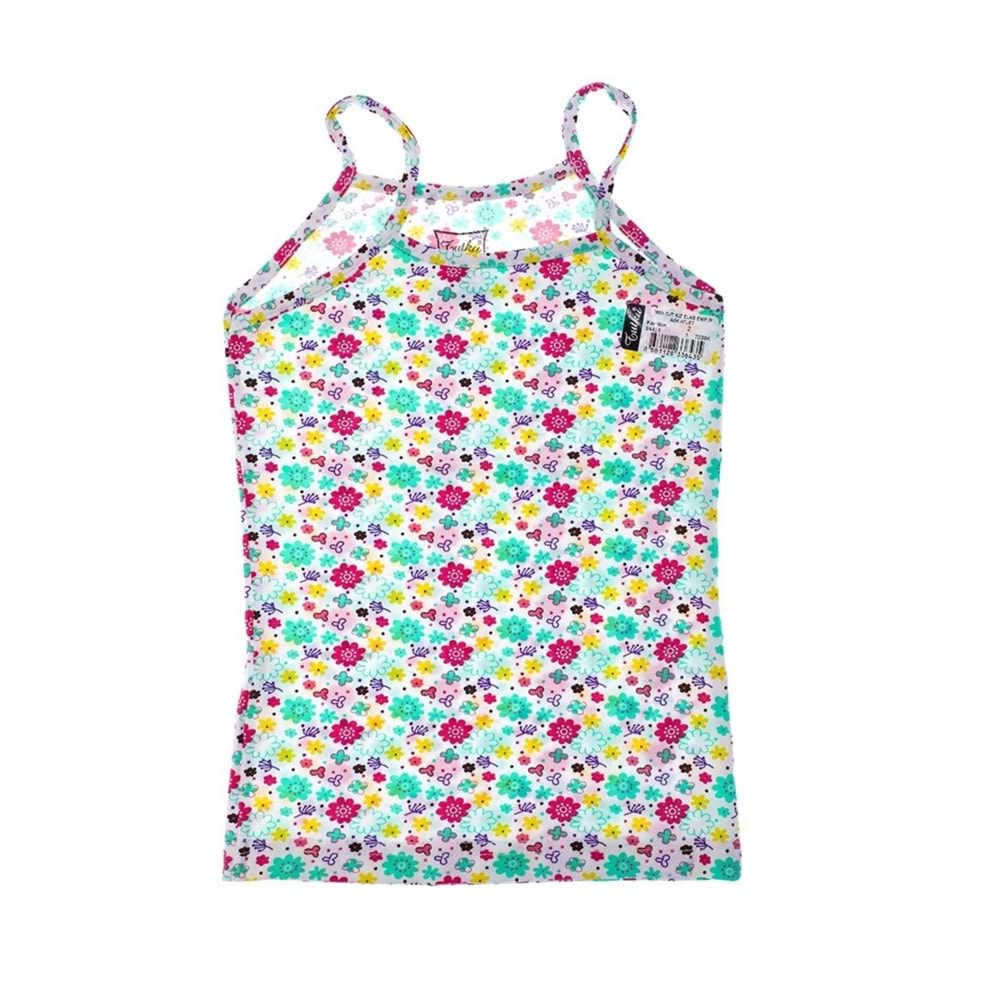 Tutku 6 Adet Kız Çocuk Elastan Empirme İp Asklı Renkli Atlet - Tutku - Atlet - Karışık Desen - 7-8 YAŞ