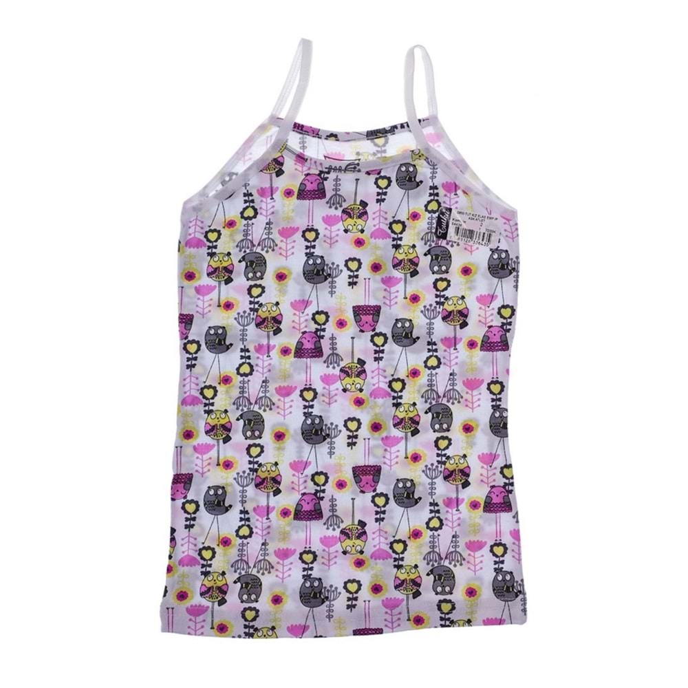 Tutku 6 Adet Kız Çocuk Elastan Empirme İp Asklı Renkli Atlet - Tutku - Atlet - Karışık Desen - 7-8 YAŞ