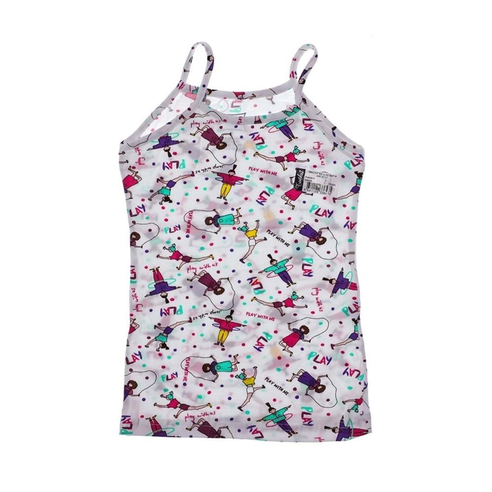 Tutku 6 Adet Kız Çocuk Elastan Empirme İp Asklı Renkli Atlet - Tutku - Atlet - Karışık Desen - 7-8 YAŞ