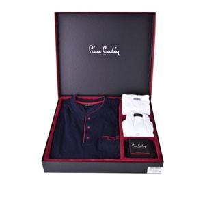 Pierre Cardin 2000 Erkek Damat Pijama Takım Çeyiz Set - Pierre Cardin - 5 Li Damat Pijama Set - Lacivert - S